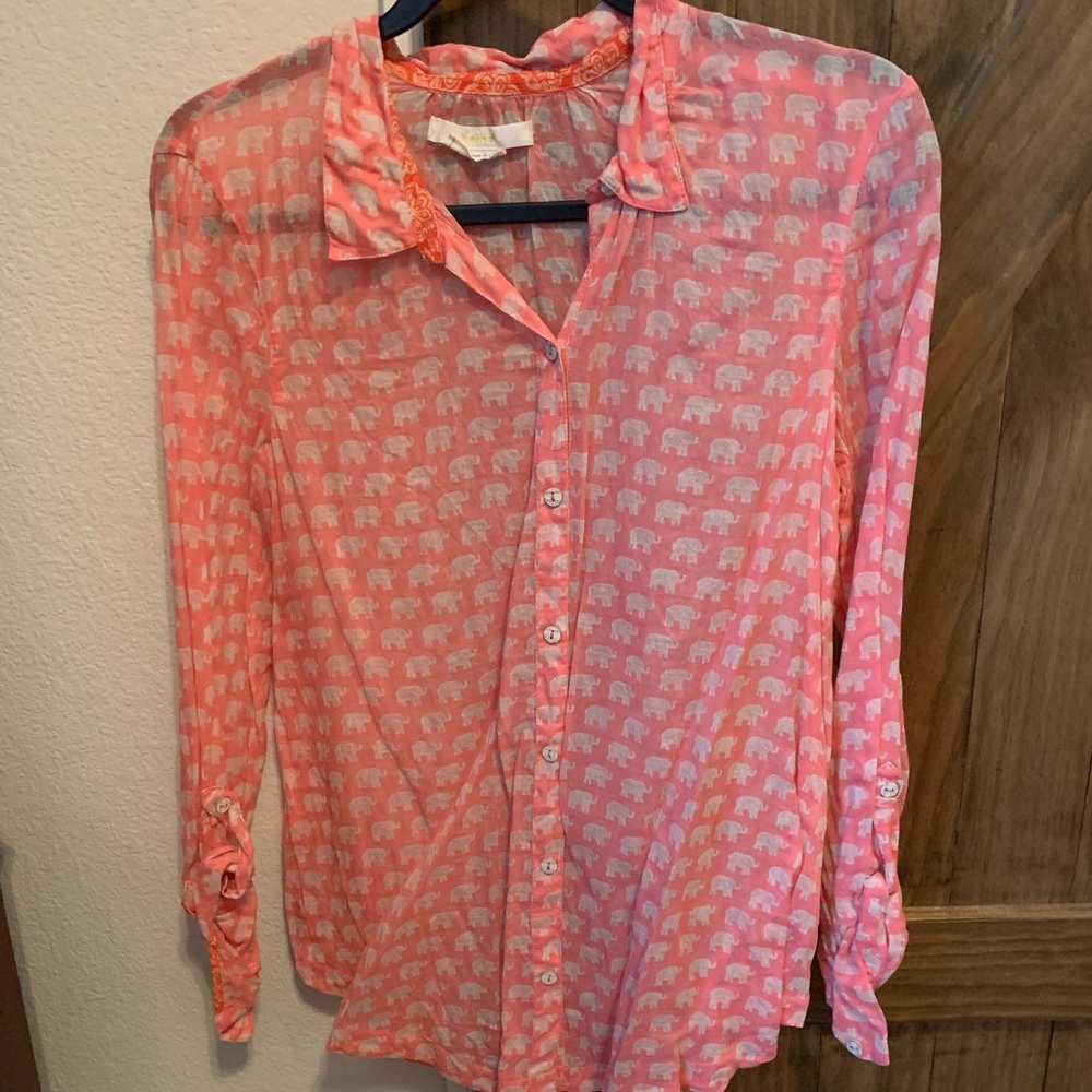 Anthropologie elephant button down
